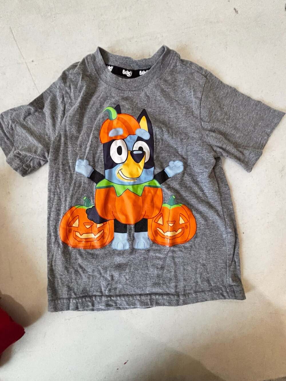 Bluey Ludo Studios Halloween Pumpkin Graphic Short Sleeve T-Shirt Grey Size 4/5